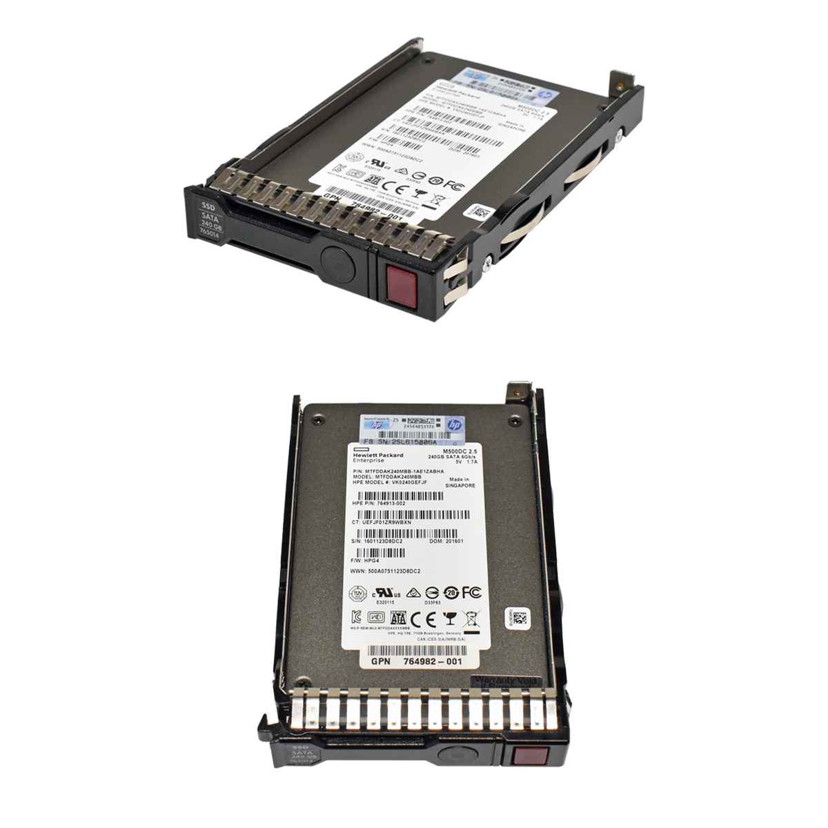 HP 240 GB 2.5“ 6Gbps SATA SSD MTFDDAK240MBB 765014-001 G8 G9 Rahmen HP 480 GB 2.5“ 6Gbps SATA SSD MTFDDAK480MBB 765015-001 G8 G9 Rahmen