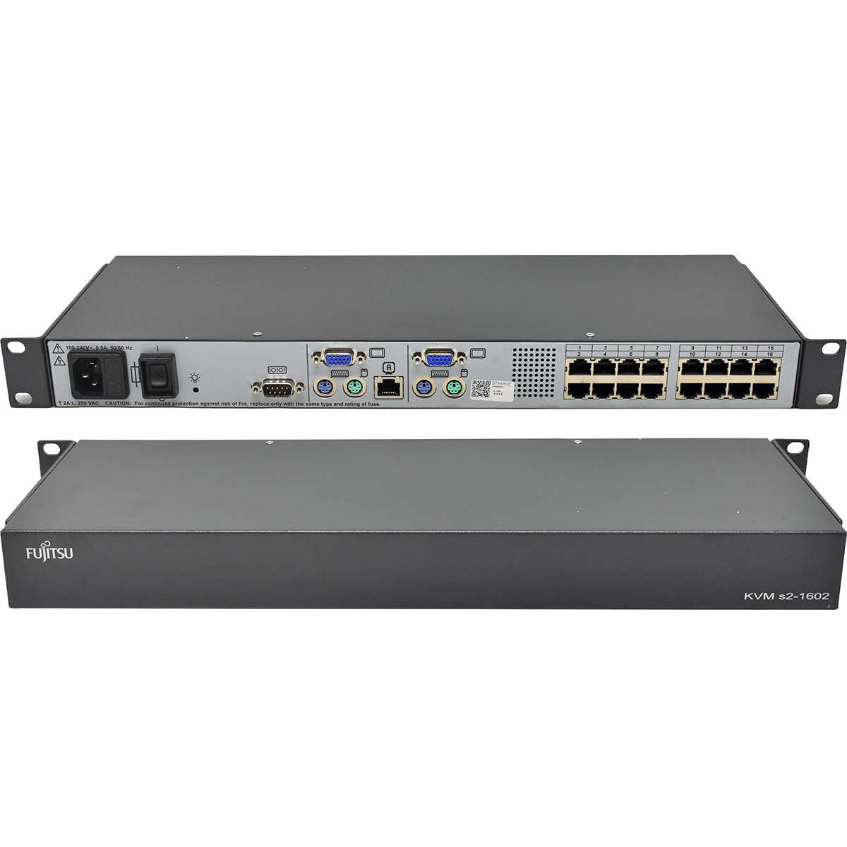 Fujitsu s2-1602 520-325-510 16-Port RJ-45 KVM Switch +Rack Ears