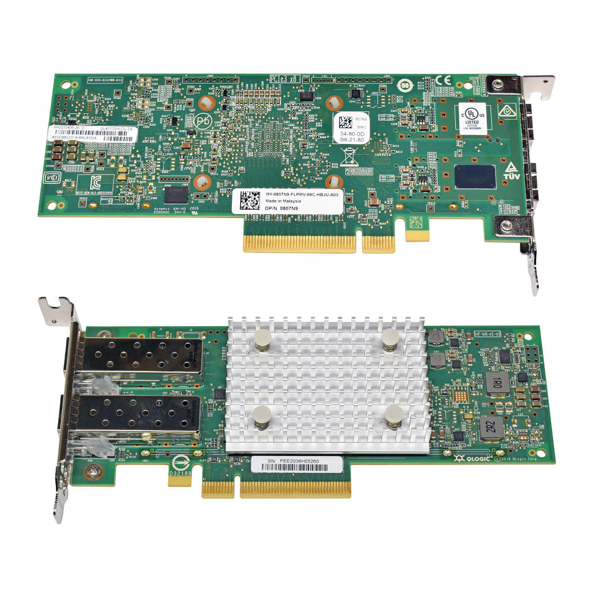Dell-QLogic-0807N9-QL41112-Dual-Port-10G-SFP-NIC-P-002.jpg Dell QLogic 0807N9 QL41112 Dual-Port 10G SFP+ NIC PCIe x8 LP +2 Mini GBICs