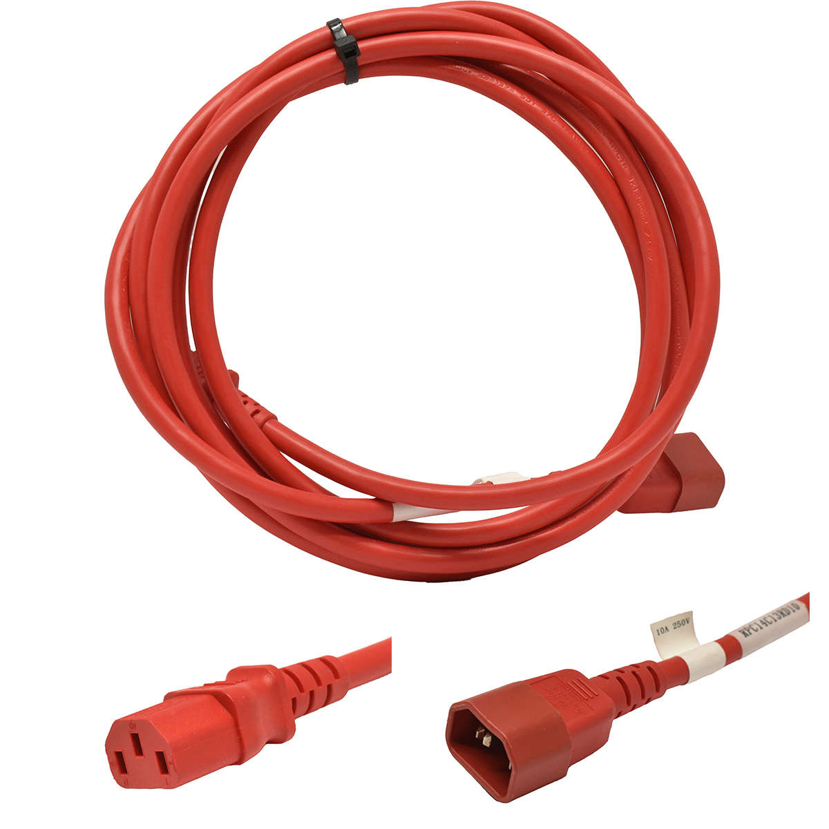 50xYung Netzkabel C14 Power Kabel -ROT 3m 10A 250V Verlängerung RPC14C13RD10
