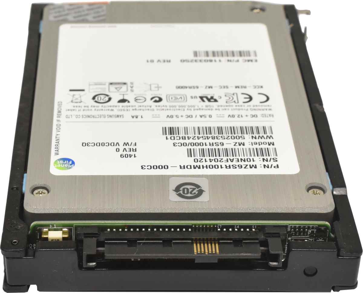 EMC Samsung 100GB 2.5" SAS SSD Flash Drive MZ-6SR1000/0C3 mit EMC Rahmen