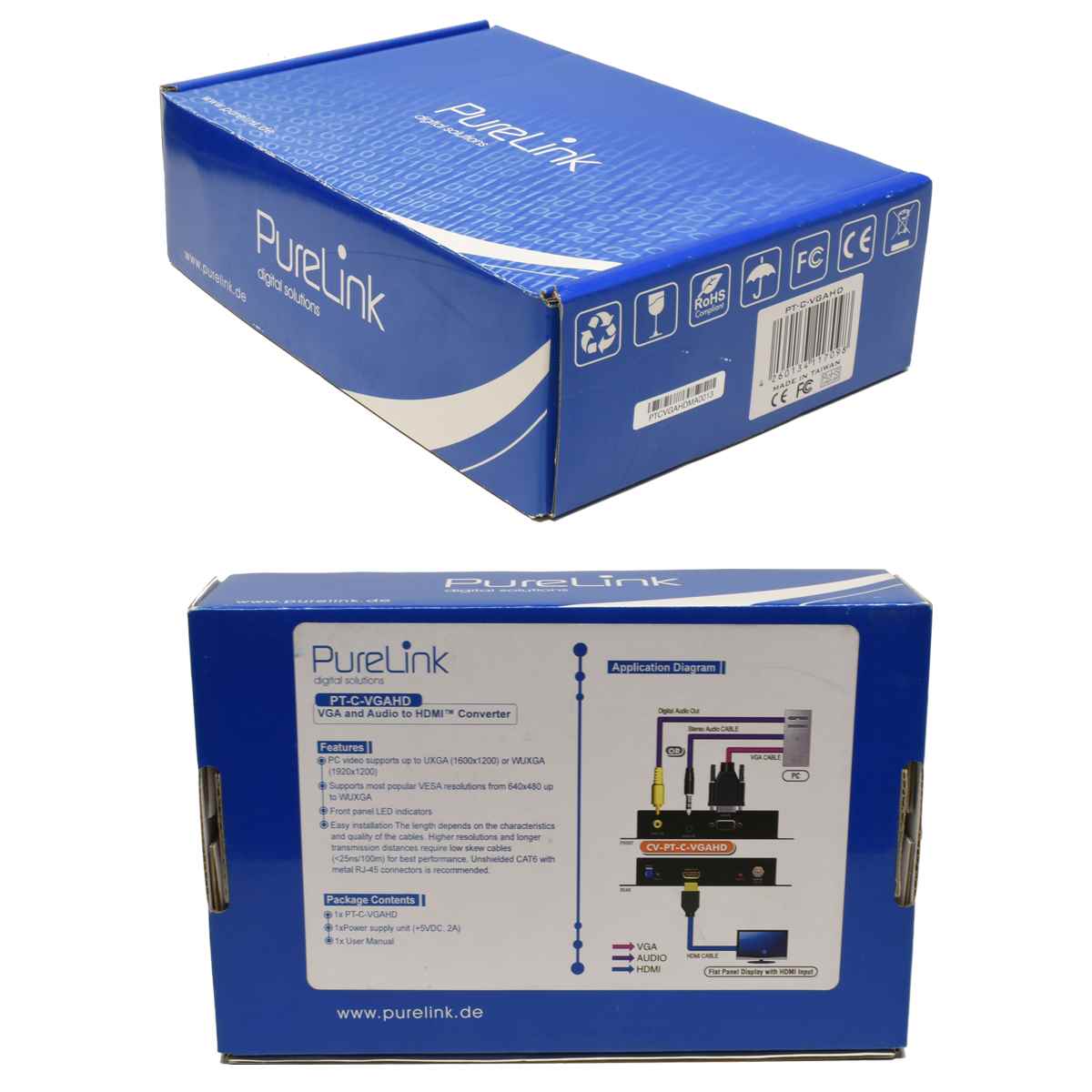 PureLink PT-C-VGAHD Puretools VGA and Audio to HDMI Converter Scaler new neu PureLink PT-C-VGAHD Puretools VGA and Audio to HDMI Converter Scaler new neu