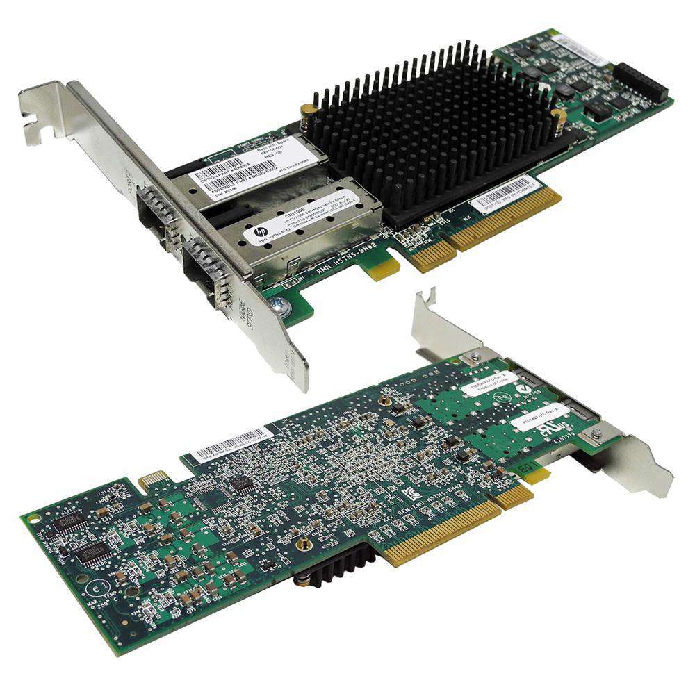 HP-CN1100E-Dual-Port-10GbE-FC-SFP-PCIe-x8-CNA-Card-002.jpg HP CN1000E (AW520) Dual-Port 10Gb FC SFP+ PCIe x8 CNA OCE10102 595325-001 FP