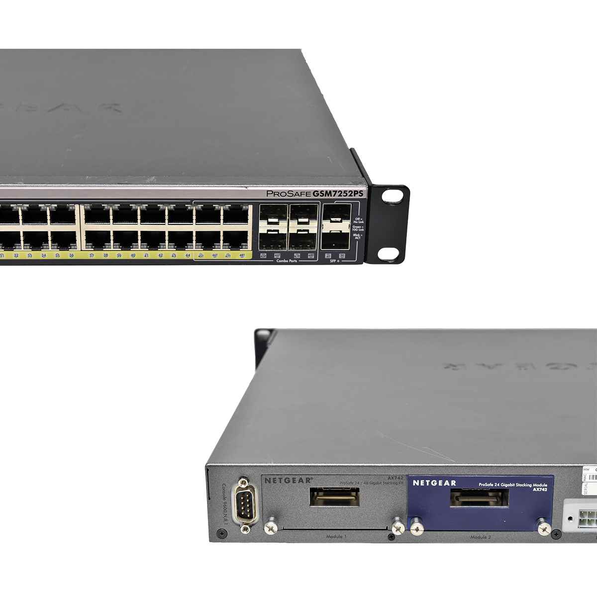 Netgear ProSafe GSM7252PS 8-Port PoE+ 40-Port PoE GE Switch 4x 1G SFP 2x 10G SFP+ 2x Module AX742