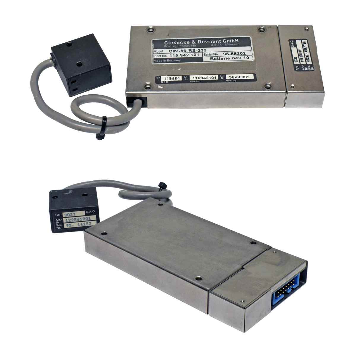 Giesecke & Devrient CIM Modul CIM-86-RS-232 115942101+ RS232 Adapter 115838011+ Kamera 122561001 Giesecke & Devrient CIM Modul CIM-86-RS-232 115942101+ RS232 Adapter 115838011+ Kamera 122561001
