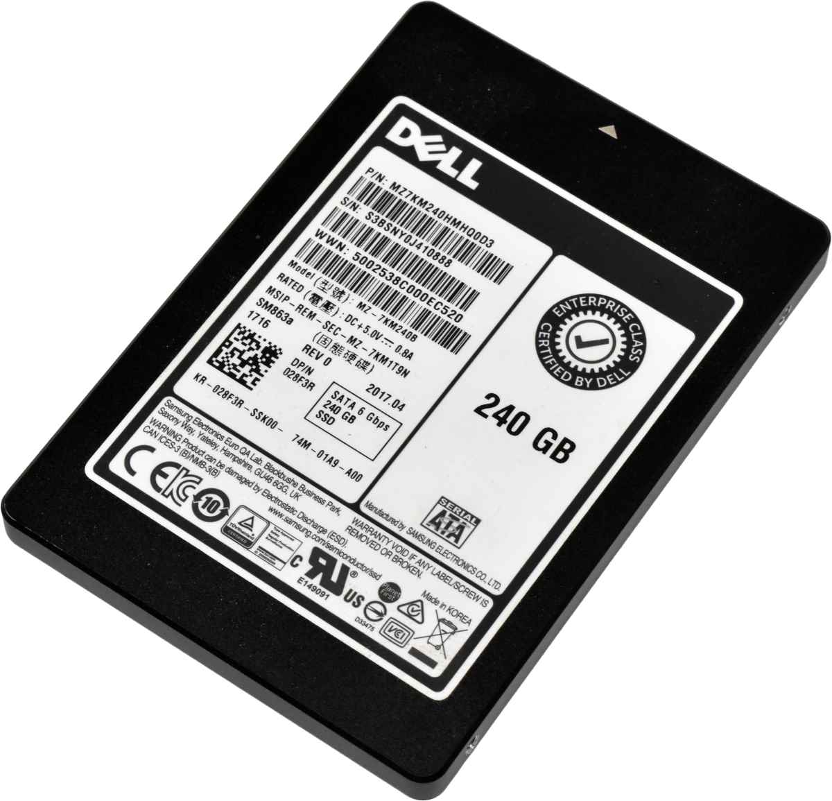 Dell Samsung 240GB 028F3R MZ-7KM240B 2.5" 6G SATA SSD