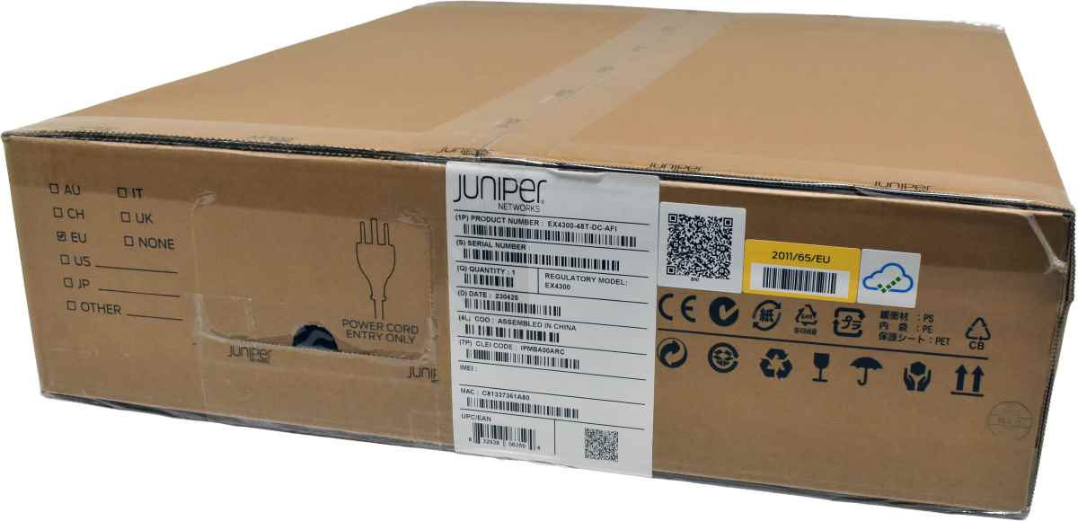 Juniper EX4300-48T-DC-AFI 48-Port RJ-45 GE Switch 4x 40G QSFP+ Rack Ears NEW NEU