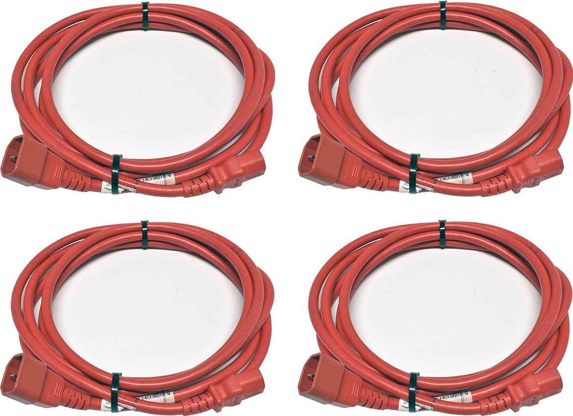 4x Panduit Netzkabel C14 C13 Power Kabel rot 3m 10A 250V Verlängerung PC14C13RD10-Q