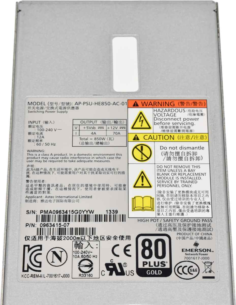Xyratex Emerson 850W Netzteil Power Supply AP-PSU-HE850-AC-01 0963415-07 Xyratex Emerson 850W Netzteil Power Supply AP-PSU-HE850-AC-01 0963415-07