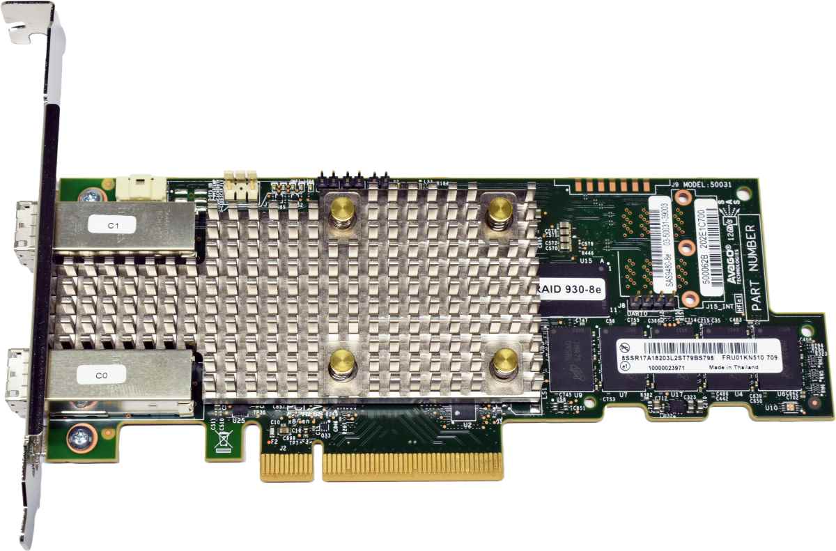 Lenovo LSI 01KN510 SAS9480-8E Dual-Port SFF-8644 MiniSAS HD PCIe x8 RAID Controller FP