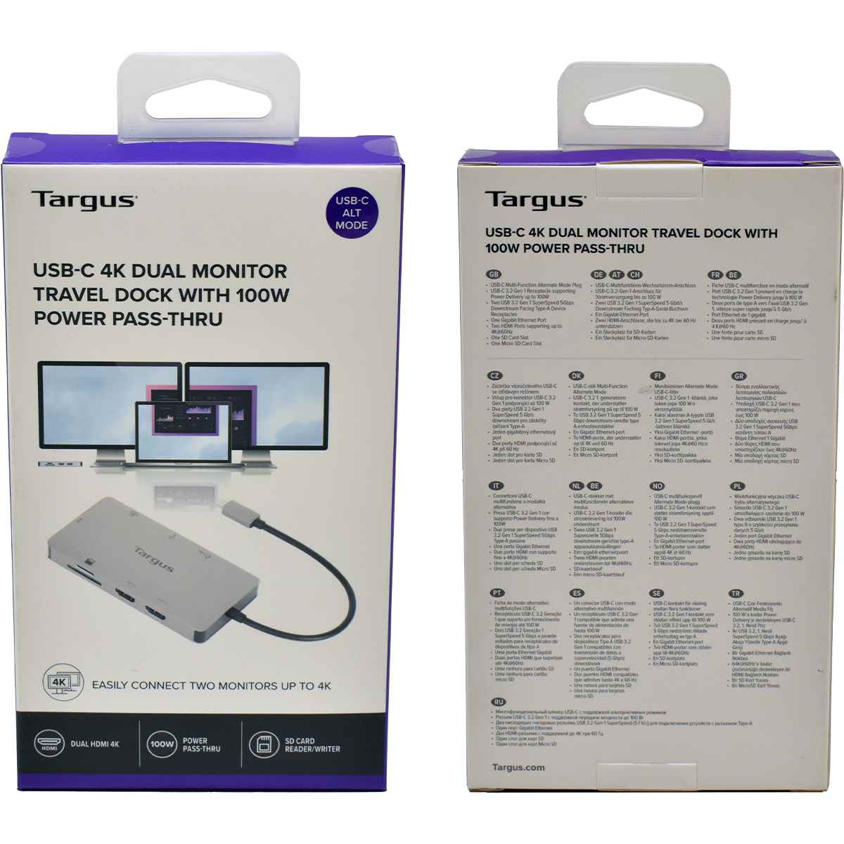 Targus DOCK423EU Portable USB-C Travel Hub for Dual 4k Monitor 100W Passthrough NEU
