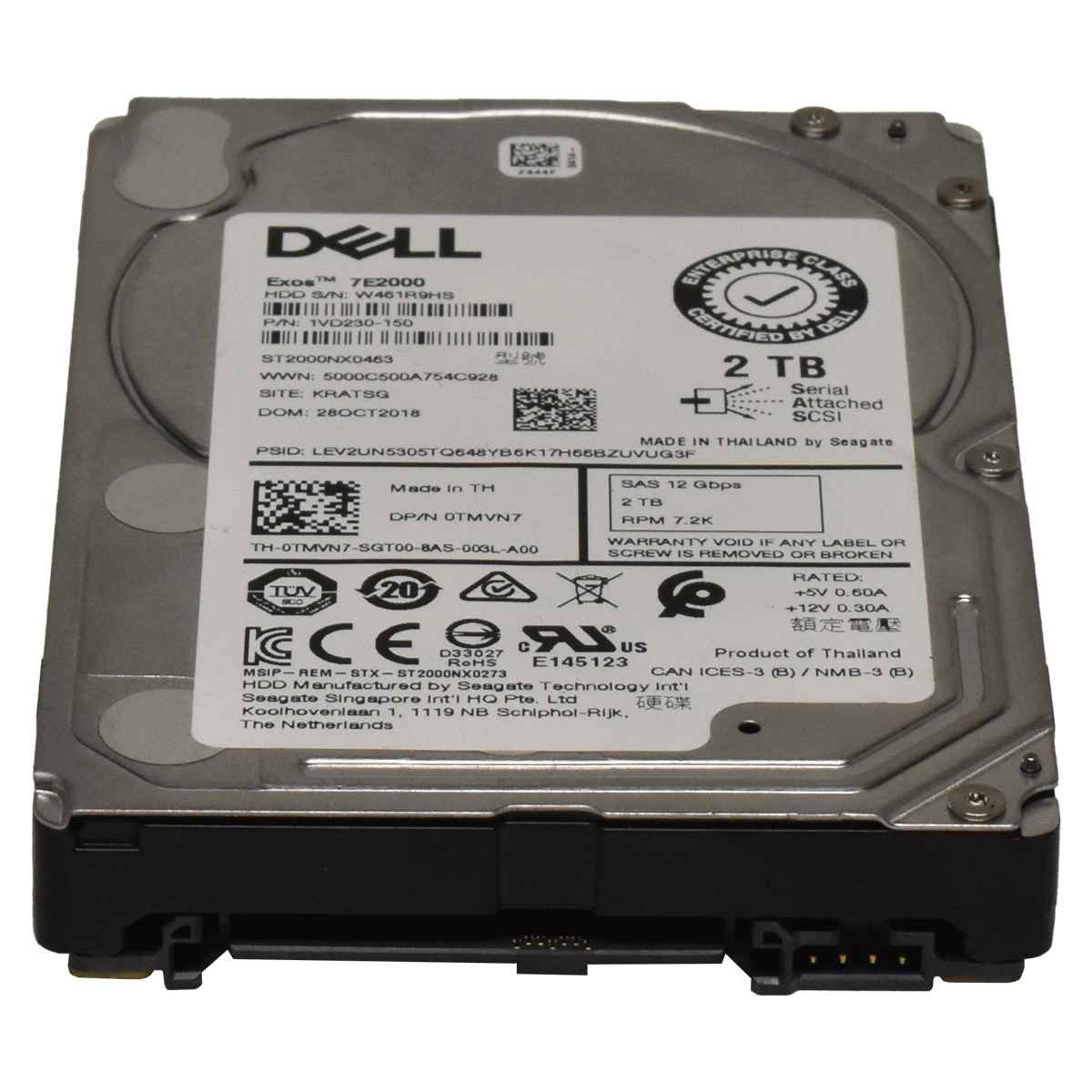 DELL Exos 7E2000 Seagate HDD Festplatte 2TB 2,5 Zoll 7.2K 12G SAS ST2000NX0463 0TMVN7