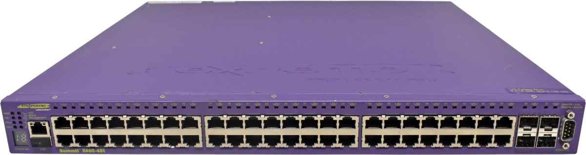 Extreme Summit X460-48t 16402 48-Port RJ-45 GE Switch 4x 1G SFP +Network Module 1x PSU Extreme Summit X460-48t 16402 48-Port RJ-45 GE Switch 4x 1G SFP 1x PSU FAN bracket bail missing