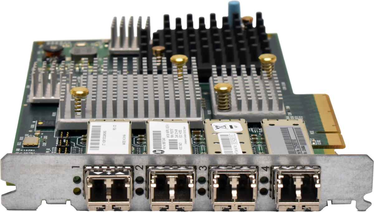 HP Emulex LPE12004 Quad-Port 8Gb PCIe x8 FC Server Adapter PN 5697-2043 +4x SFP+