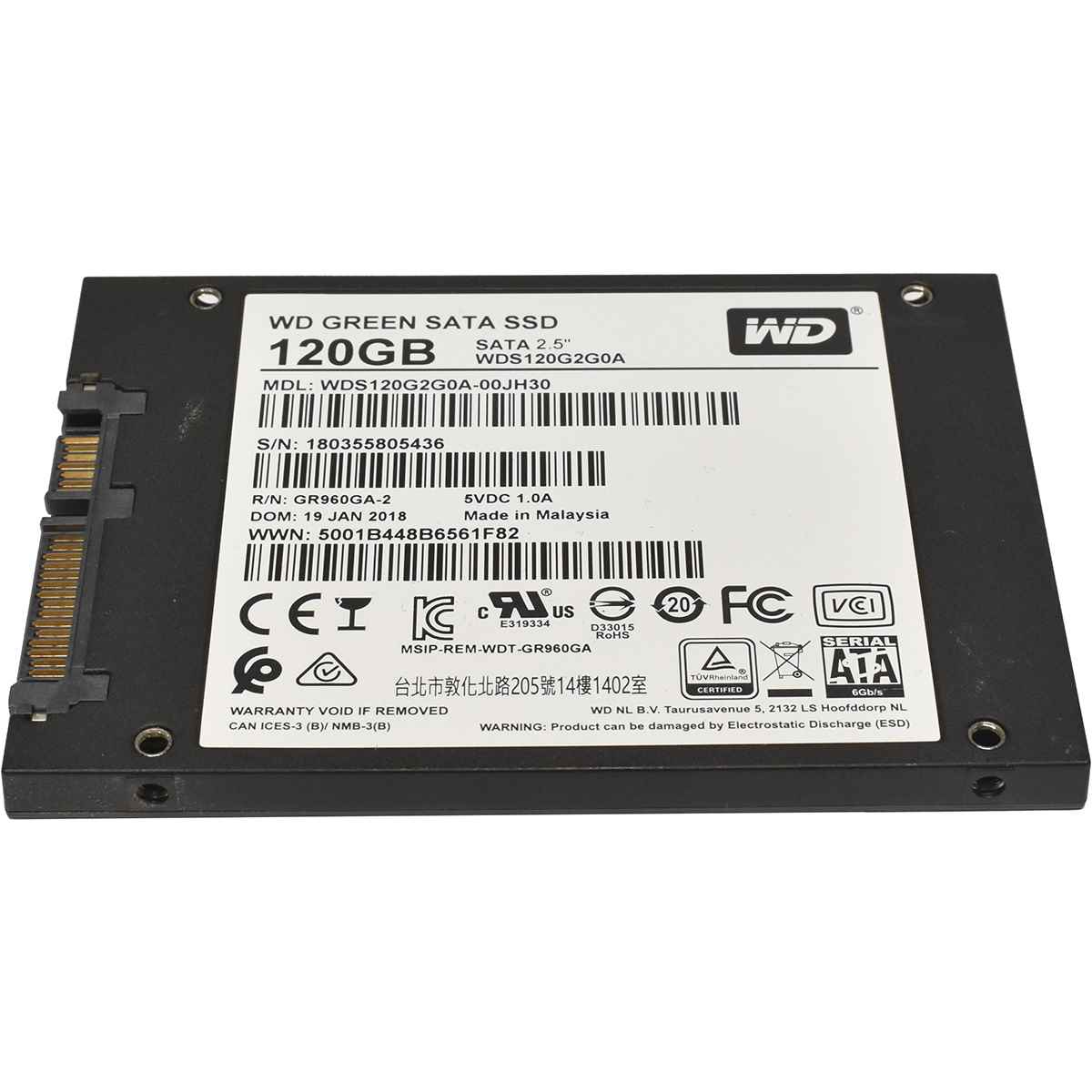 WD Green 120GB 2.5" 6G SATA SSD WDS120G2G0A-00JH30 WD Green 120GB 2.5" 6G SATA SSD WDS120G2G0A-00JH30