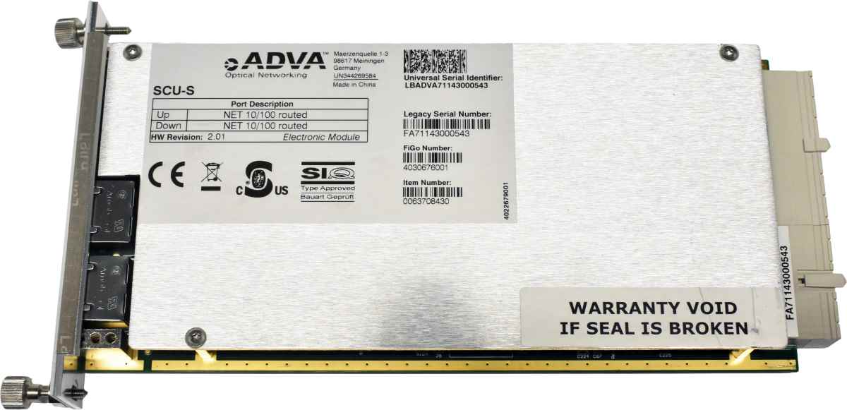 ADVA SCU-S 0063708430 Dual-Port RJ-45 NIC for FSP 3000R7 ADVA SCU-S 0063708430 Dual-Port RJ-45 NIC for FSP 3000R7