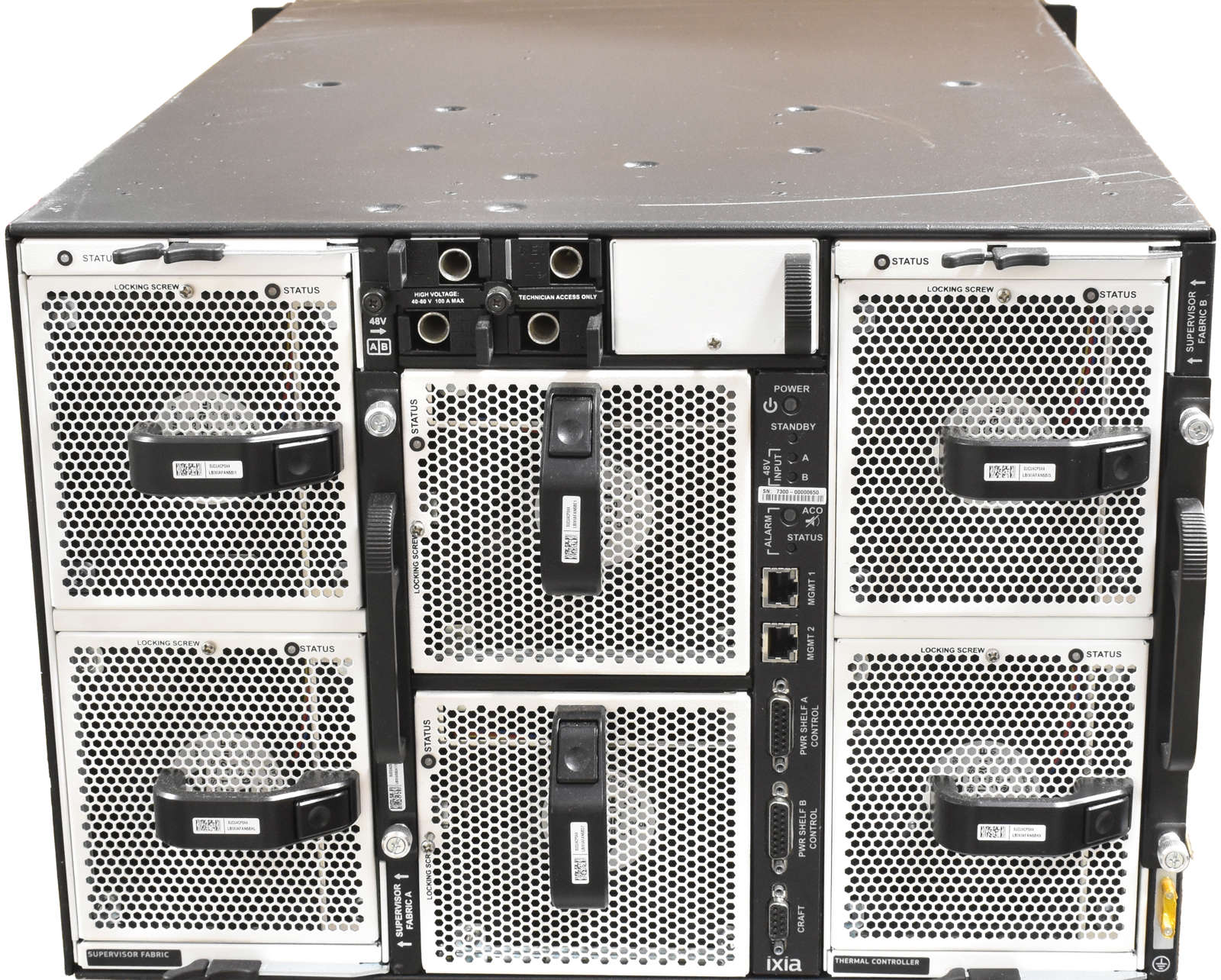 Ixia-NTO-7300-7U-Rack--48V-DC-2x-415AF-48Port-QSFP-003.jpg Ixia NTO 7300 7U Rack -48V DC 2x 415AF 48Port QSFP28 1x 212AF 48Port SFP+ 3x Blank LC 6x Fan
