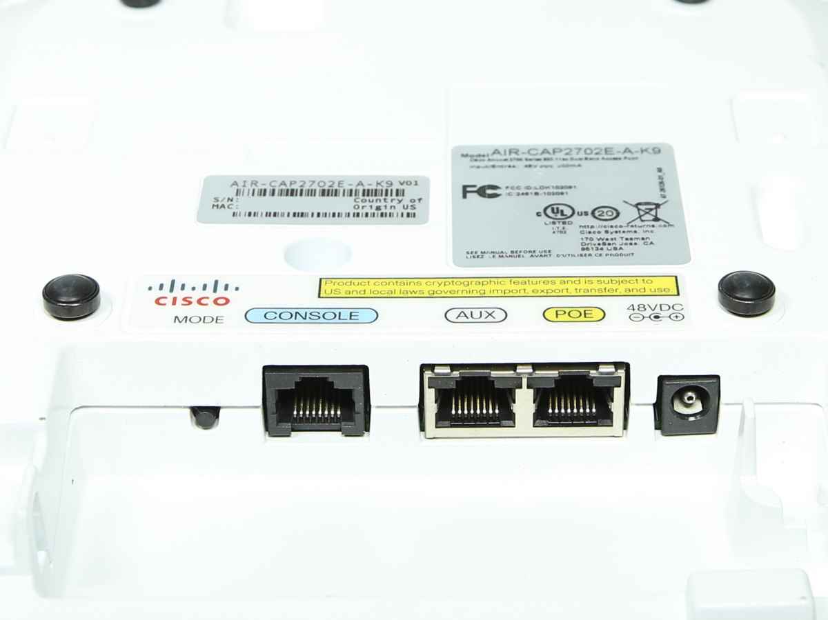 Cisco Access Point AIR-CAP2702E-A-K9 802.11ac Dual Band 3x4:3SS Ext Ant A Reg Domain No AC Cisco Access Point AIR-CAP2702E-A-K9 802.11ac Dual Band 3x4:3SS Ext Ant A Reg Domain No AC