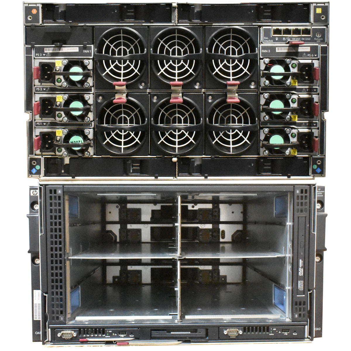 HP BladeSystem c3000 Enclosure 437560-B24 508668-B21 6xFan 6xPower Supply HP BladeSystem c3000 Enclosure 437560-B24 508668-B21 6xFan 6xPower Supply
