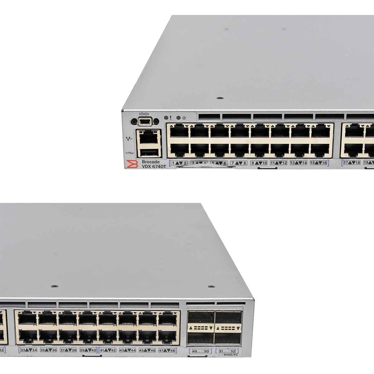Brocade VDX 6740T XBR-VDX6740T-24-F 48-Port 10G RJ-45 Ethernet Switch 4x 40G QSFP+ Brocade VDX 6740T XBR-VDX6740T-24-F 48-Port 10G RJ-45 Ethernet Switch 4x 40G QSFP+