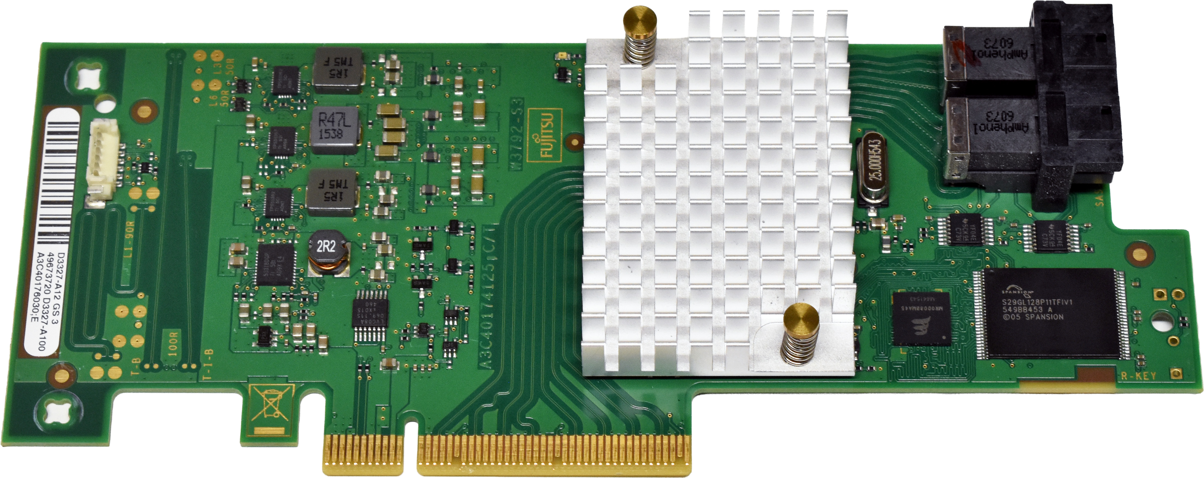 Fujitsu RAID Controller D3327-A12 GS3 A3C40176030 PCIe x8 8-Port 2x 12G MiniSAS HD 1x SAS/SATA Cable no Bracket