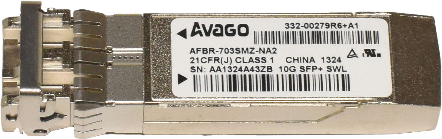 Avago-GBIC-AFBR-703SMZ-NA2-10GB-SFP-850nm-300m-SWL-001.jpg Avago GBIC AFBR-703SMZ-NA2 10GB SFP+ 850nm 300m SWL Transceiver 332-00279R6+A1