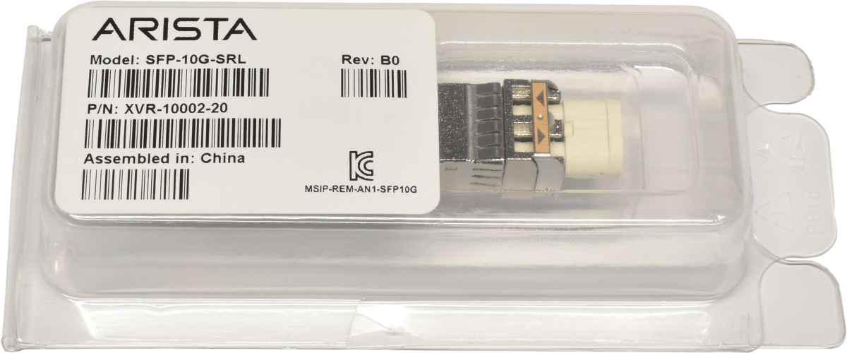 Arista Original GBIC SFP-10G-SRL 10Gbps SFP+ 850nm 100m XVR-10002-20 Rev: B0 Neu