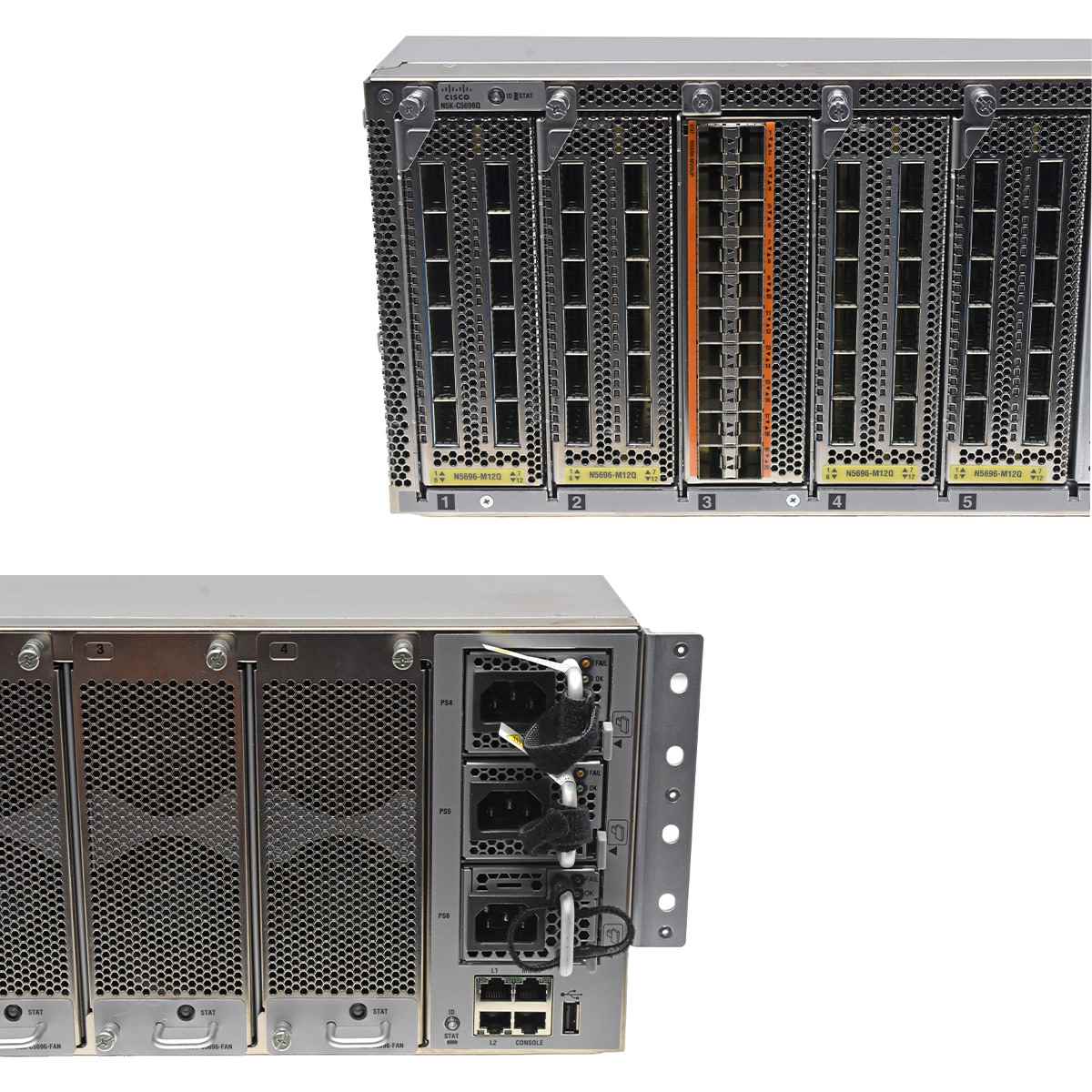 Cisco Switch N5K-C5696Q 68-5317-01 4x N5696-M12Q 1x N5696-M12Q 6x PSU 4x FAN Cisco Switch N5K-C5696Q 68-5317-01 4x N5696-M12Q 1x N5696-M12Q 6x PSU 4x FAN
