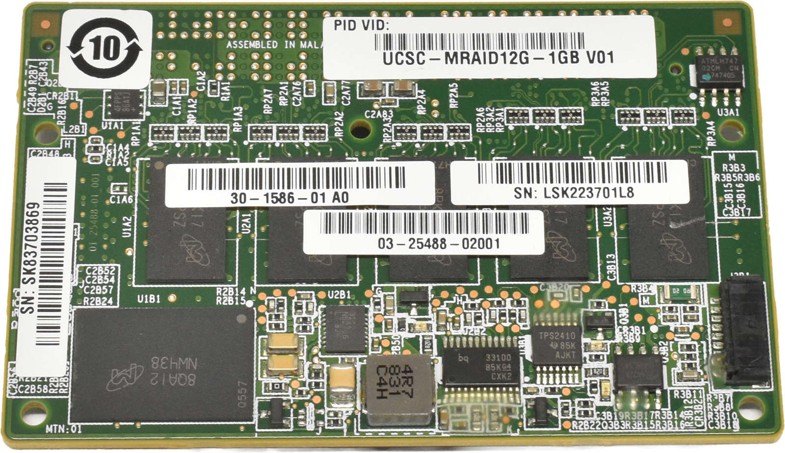 Cisco UCSC-MRAID12G-1GB 30-1586-01 1GB RAID Controller Cache Module