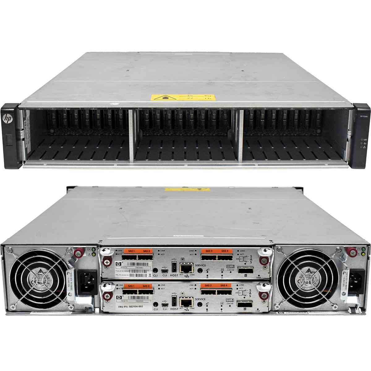 HP StorageWorks P2000 AW594B 2x Controller AW592B 24x SFF Bay 2x PSU no HDDs HP StorageWorks P2000 AW594B 2x Controller AW592B 24x SFF Bay 2x PSU no HDDs
