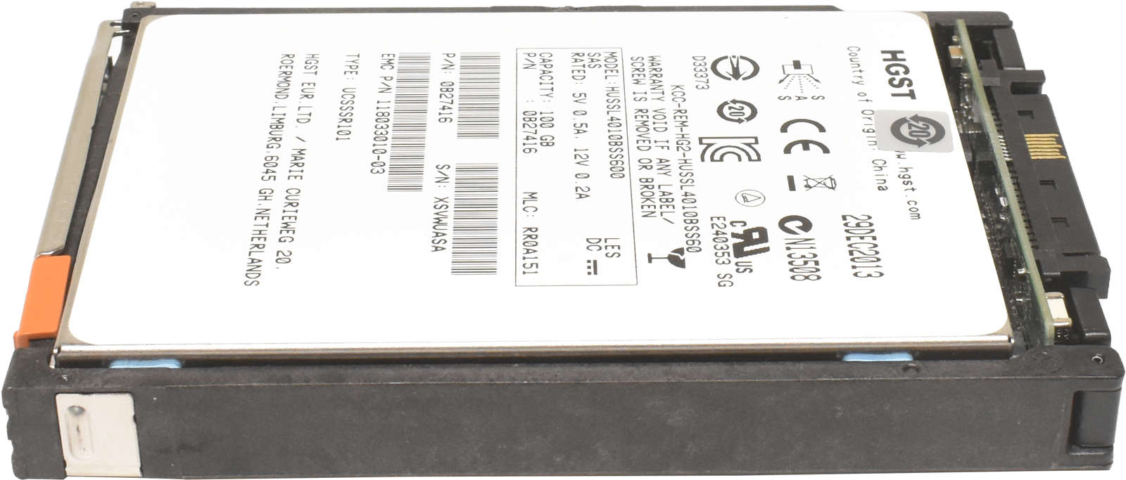 EMC-HGST-100GB-SAS-6G-2-5-SSD-HUSSL4010BSS600-0B27-003.jpg EMC HGST 100GB SAS 6G 2.5" SSD HUSSL4010BSS600 0B27416 005050365