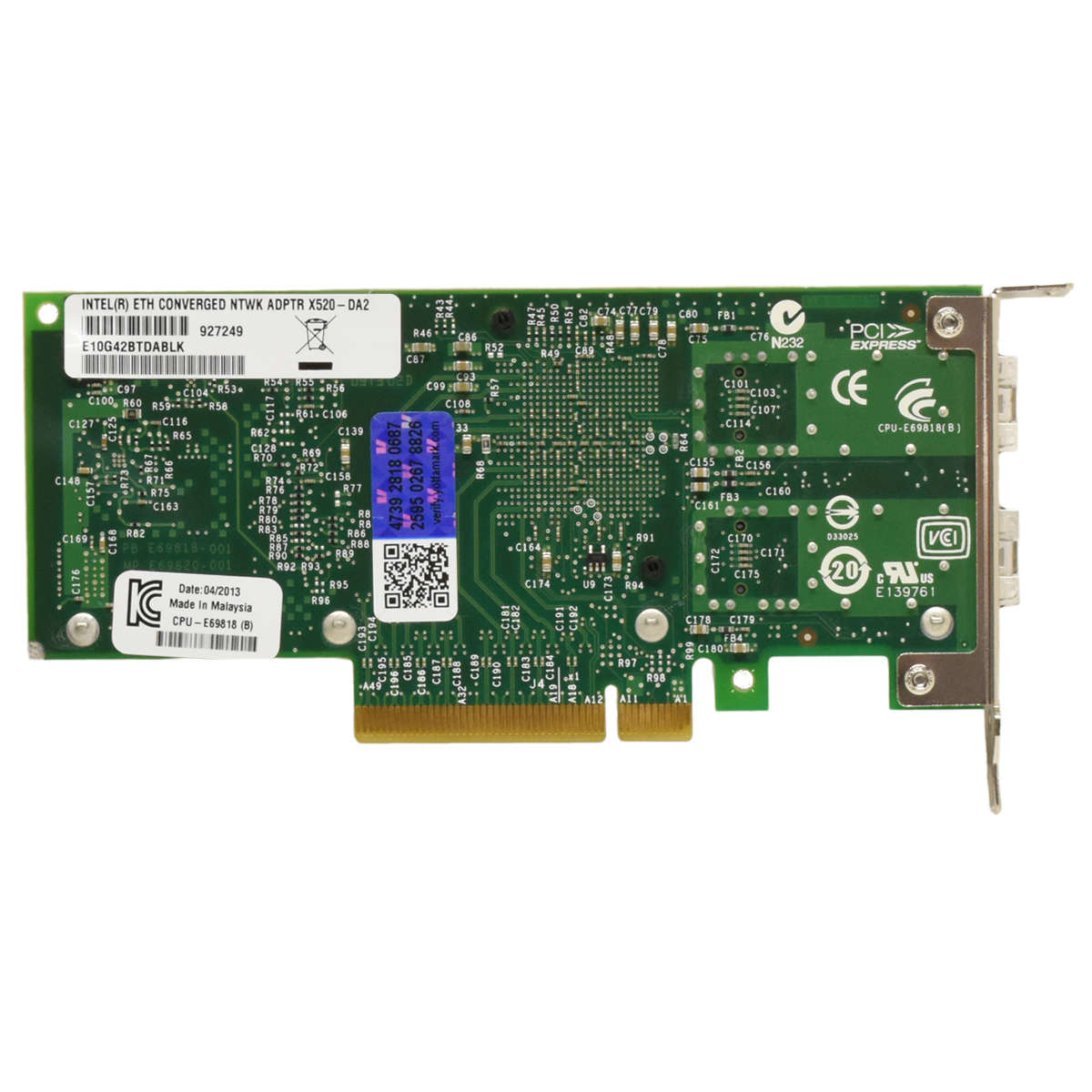 Intel-IBM-X520-DA2-FC-Dual-Port-10GbE-PCIe-x8-Netz-005.jpg Intel IBM X520-DA2 FC Dual-Port 10GbE PCIe x8 Netzwerkkarte LP FRU: 49Y7962
