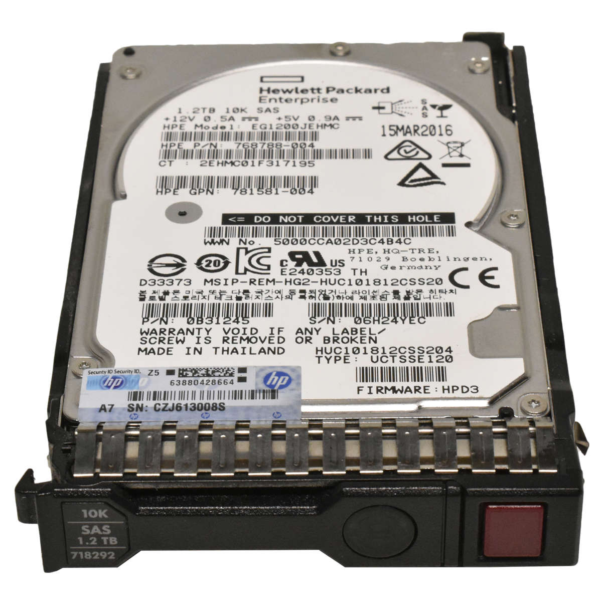 HP HDD 1.2 TB SAS Festplatte 2,5" 10K 12Gbs 781578-001 781514-002 781581-004