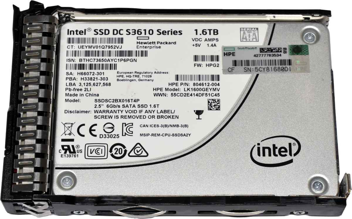 HP Intel 1.6TB DC S3610 Series 805383-001 SSDSC2BX016T4P 2.5“ 6G SATA SSD