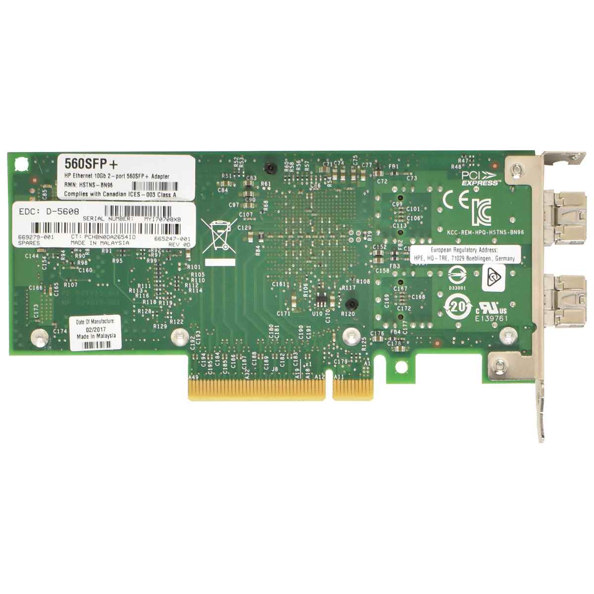 HP 560SFP+ Dual-Port 10GbE Server Adapter 669279-001 +2x HP10Gb SR SFP+ LP HP 560SFP+ Dual-Port 10GbE Server Adapter 669279-001 +2x HP10Gb SR SFP+ LP