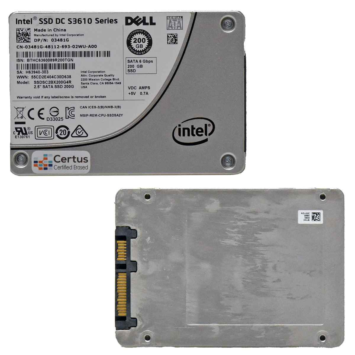 HP Intel SSD DC S3610 Series 200GB SATA 6Gb 2.5“ SSDSC2BX200G4R 03481G