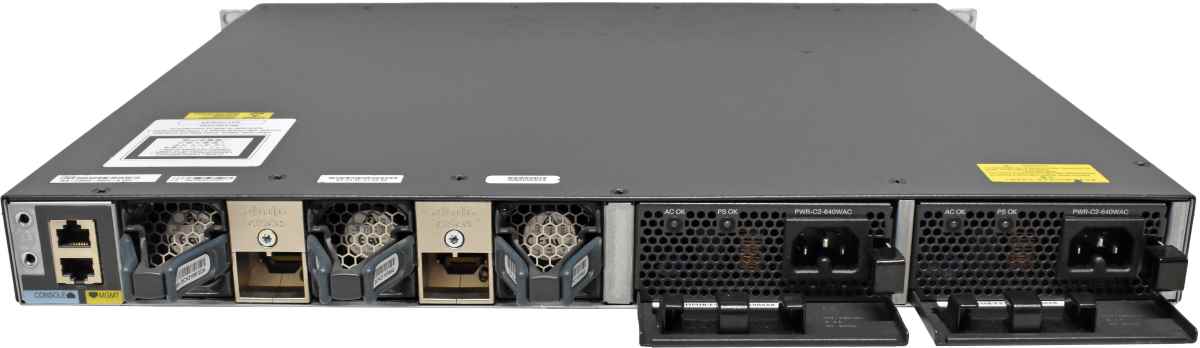 Cisco Catalyst WS-C3650-48PD 48-Port RJ-45 PoE+ GE Switch 2x 1G SFP 2x 10G SFP+ 2x PSU +Rack Ears