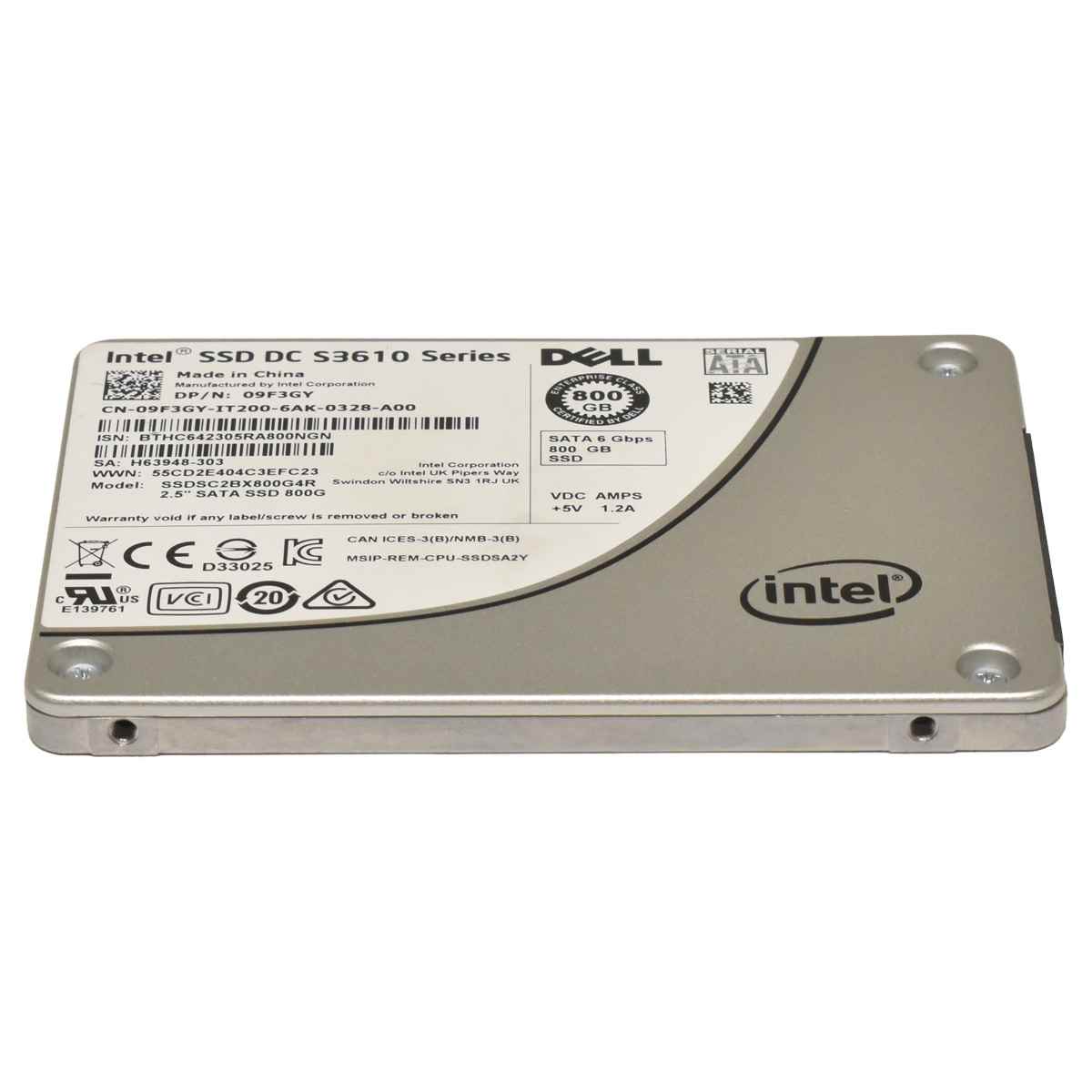 Dell Intel SSD DC S3610 Series 800GB 2.5 Zoll 6Gb SATA SSDSC2BX800G4R 09F3GY