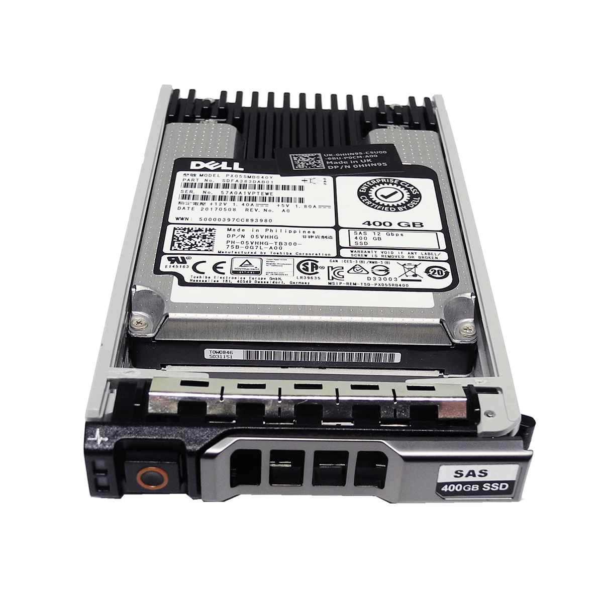 Dell 0HHN95 05VHHG Toshiba PX05SMB040Y 400GB SAS 12Gb 2.5“ SSD mit Rahmen 0NTPP3 Dell 0HHN95 05VHHG Toshiba PX05SMB040Y 400GB SAS 12Gb 2.5“ SSD mit Rahmen 0NTPP3