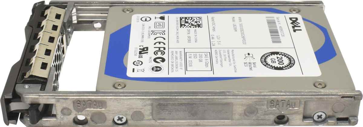 Dell 200GB 2.5" 6G SAS SFF SSD LB206M 6R5R8 + Rahmen