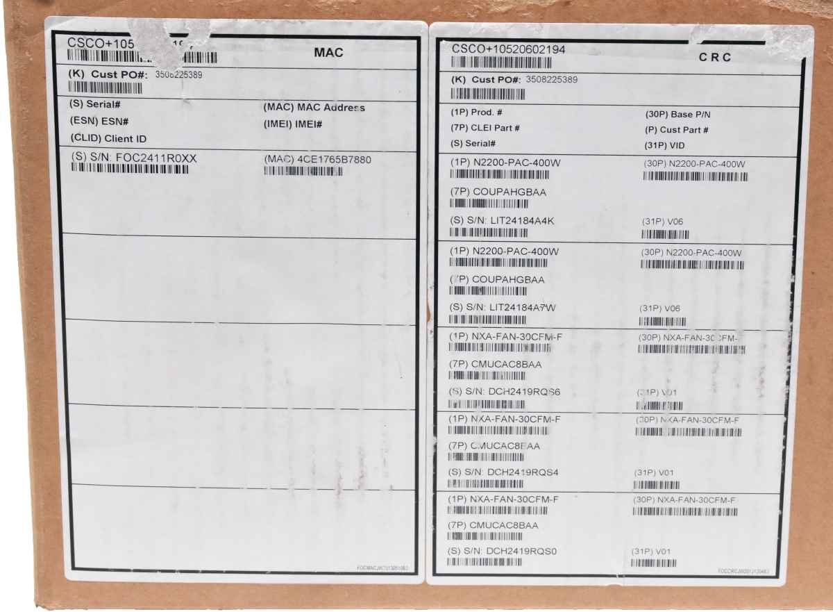 Cisco Nexus N3K-C3172PQ-XL 68-5949-01 48-Port SFP+ 10 GE Switch 6x 40G QSFP+ Rack Rails NEW