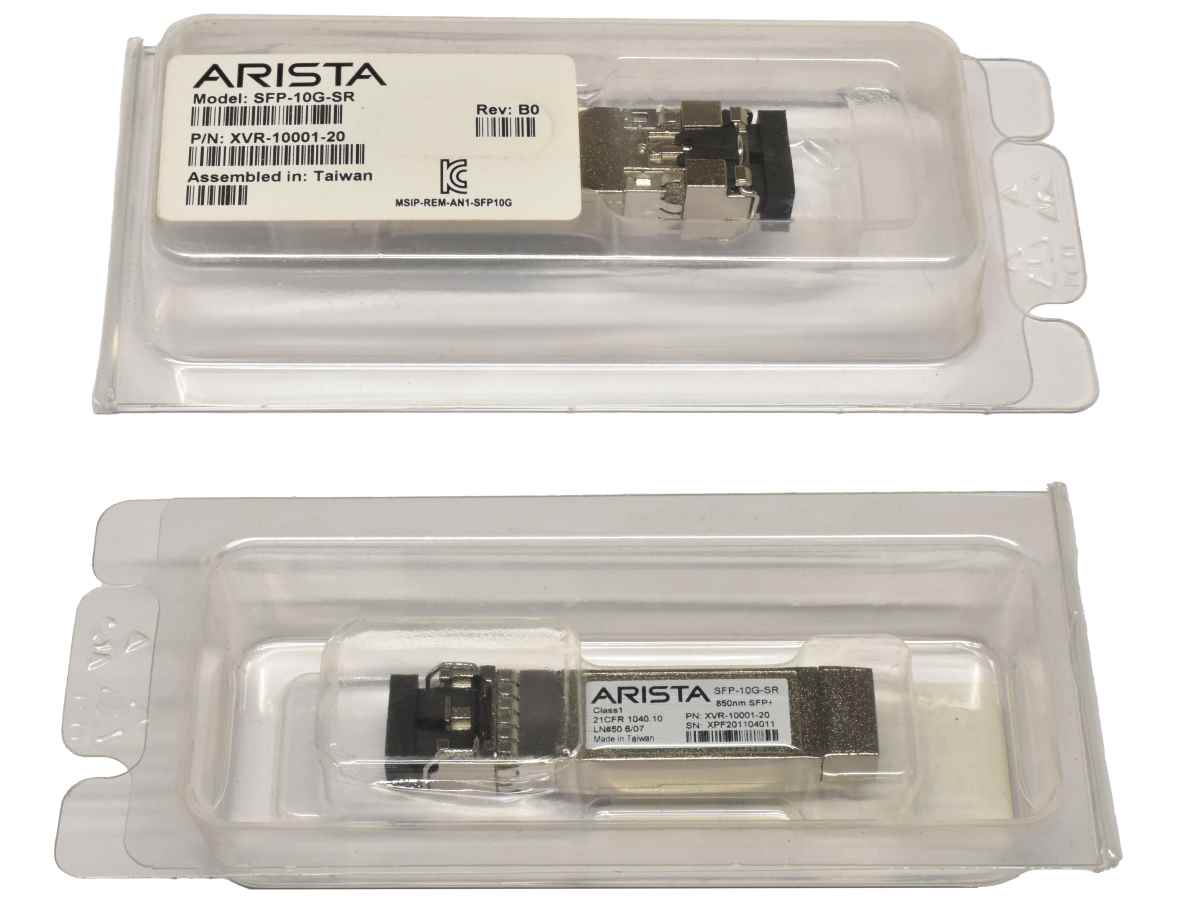 Arista Original GBIC SFP-10G-SR 10Gbps SFP+ 850nm 400m XVR-10001-20 Rev: B0 Neu Arista Original GBIC SFP-10G-SR 10Gbps SFP+ 850nm 400m XVR-10001-20 Rev: B0 Neu