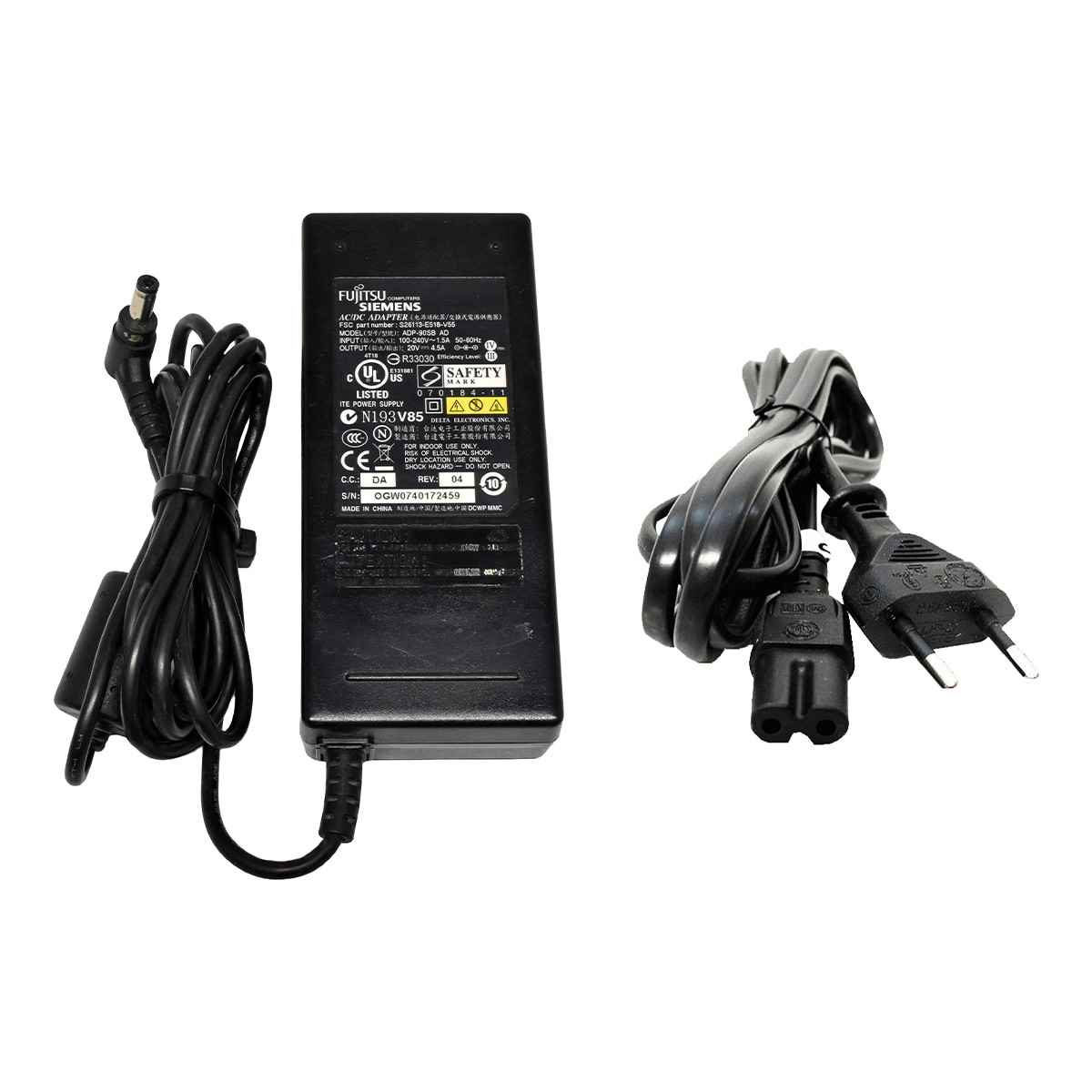 Fujitsu Delta ADP-90SB AD S26113-E518-V55 90W AC/DC Adapter 20V 4.5A +Power Cord