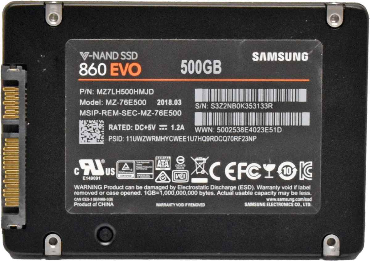 Samsung 860 EVO V-NAND 500GB 2.5" 6G SATA SED SSD MZ-76E500 MZ7LH500HMJD