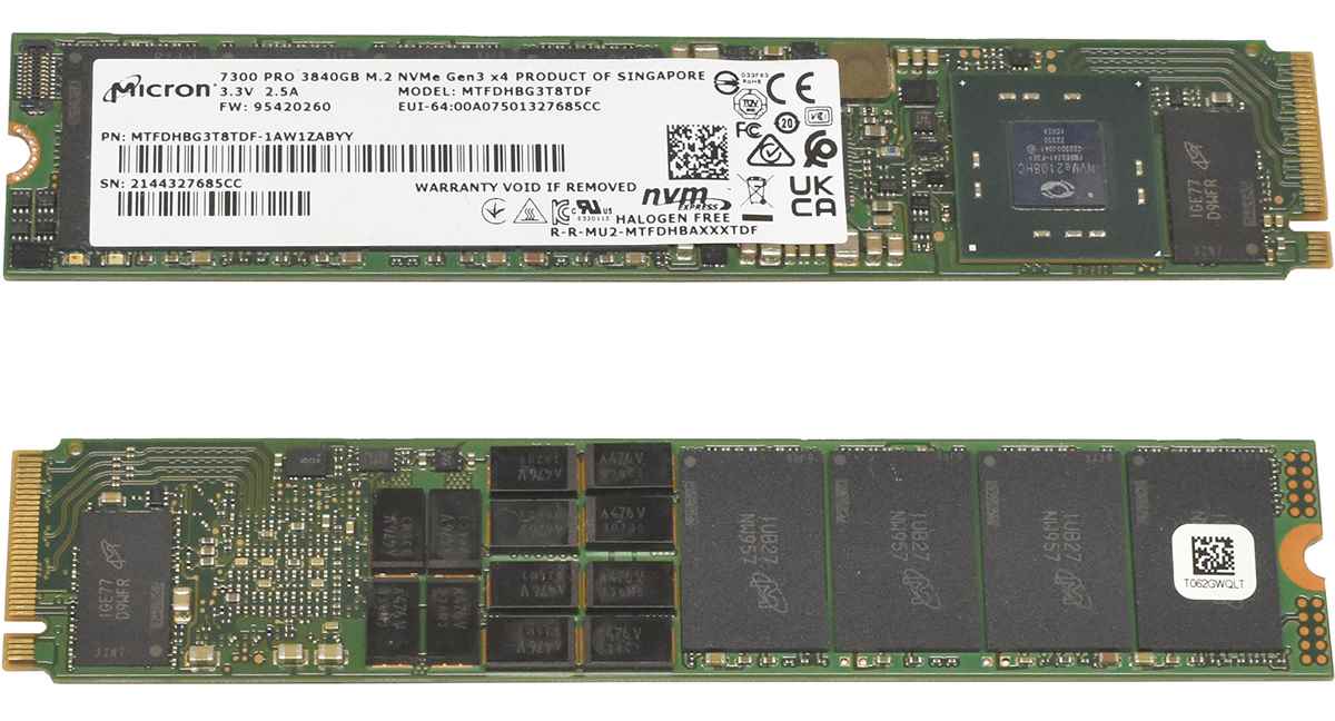 Micron 7300 PRO MTFDHBG3T8TDF SSD 3.84TB M.2 22110 PCIe Gen3.0 x4 NVMe