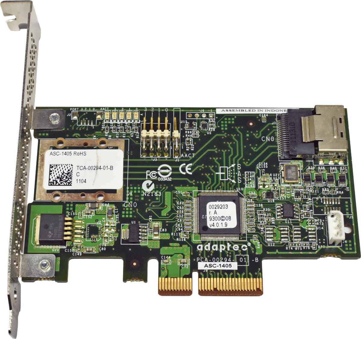 Adaptec ASC-1405 TCA-00294-01-B 3G PCIe x4 SAS/SATA Non RAID HBA FP Adaptec ASC-1405 TCA-00294-01-B 3G PCIe x4 SAS/SATA Non RAID HBA FP