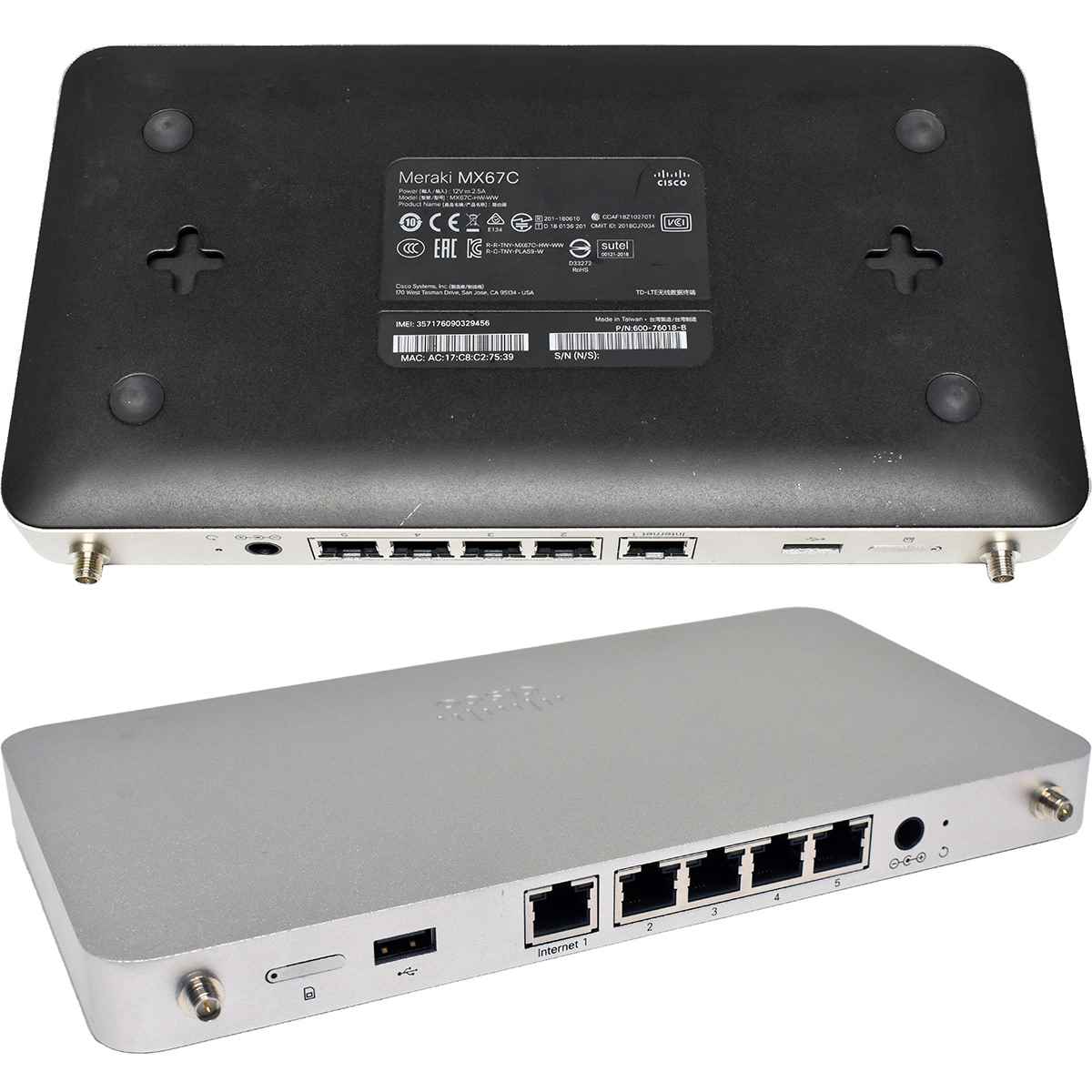 Cisco Meraki MX67C 600-76018-B Security and SD-WAN Appliance no PSU no Antennas Cisco Meraki MX67C 600-76018-B Security and SD-WAN Appliance no PSU no Antennas
