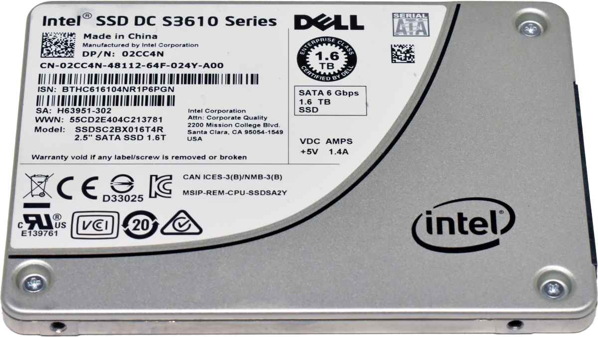 Intel DC S3610 Series 1.6 TB 2.5 Zoll SATA SSD 02CC4N SSDSC2BX16T4R