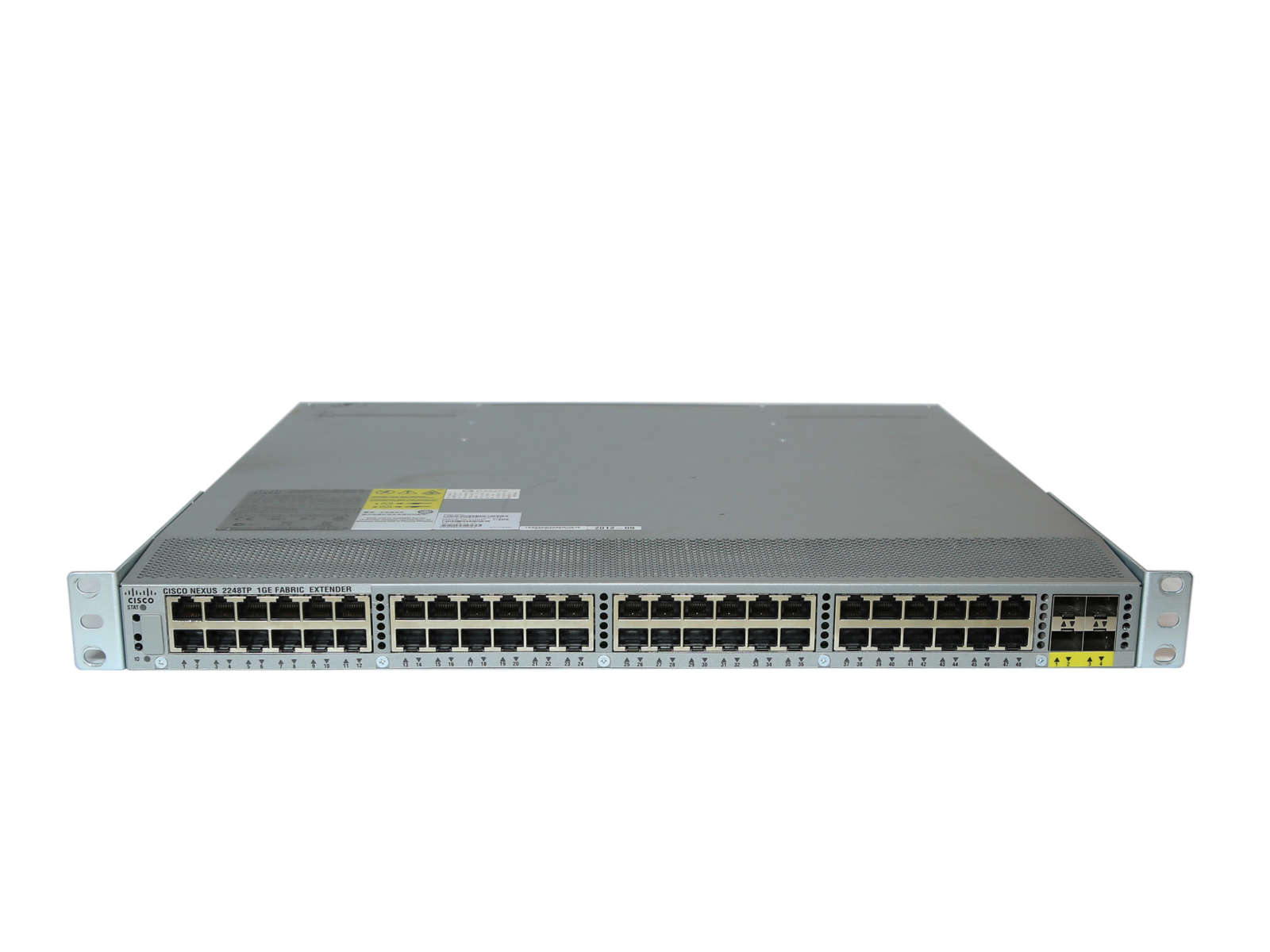 Cisco-Nexus-N2K-C2248TP-1GE-48-Port-GE-Fabric-Exte-001.jpg Cisco Nexus N2K-C2248TP-1GE 48-Port GE Fabric Extender 4x SFP+ Dual PSU Rack Ears