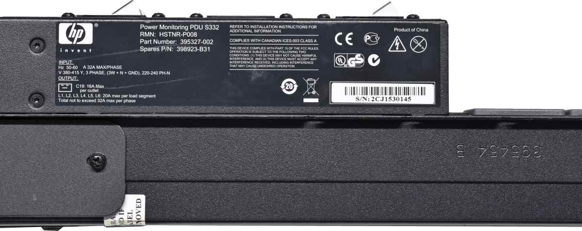 HP Power Monitoring S332 PDU 395327-002 398923-B31 12 x C19 32A HP Power Monitoring S332 PDU 395327-002 398923-B31 12 x C19 32A
